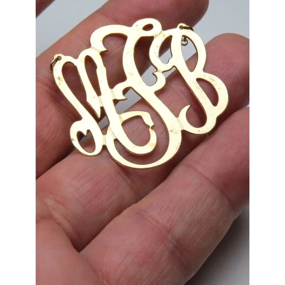 14k Initials M-T-B  Nameplate